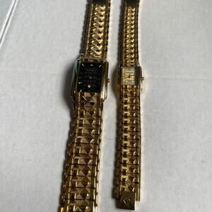 Elgin His and Hers matching Textured Gold band Wristwatches